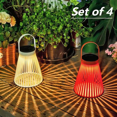 4-Pack Waterproof Solar Lanterns for Outdoor, Yard, Patio, Porch Decor ...