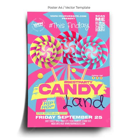 Premium Vector | Candy Land Poster Template