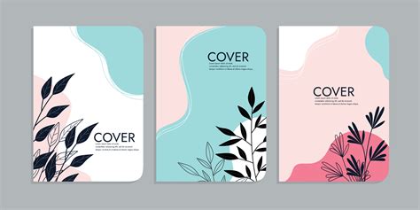 set of book cover templates with hand drawn floral decorations. beauty ...