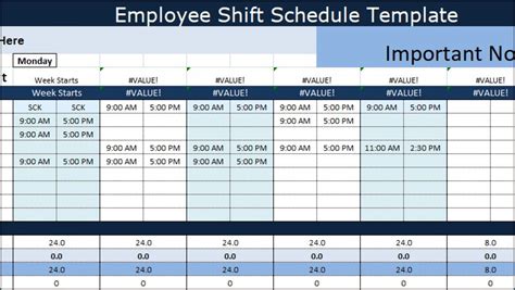 2 Shift Schedule Template