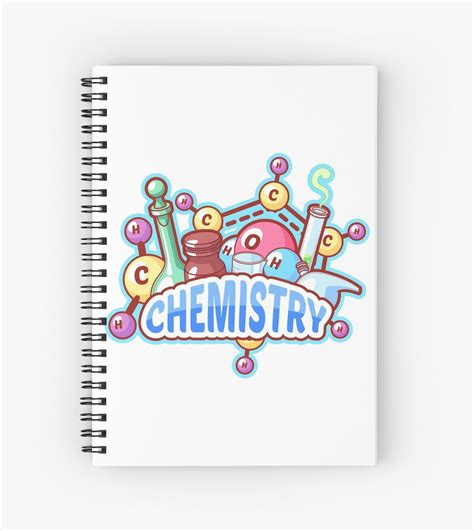 "Chemistry title with chemical elements and flasks" Spiral Notebook by ...