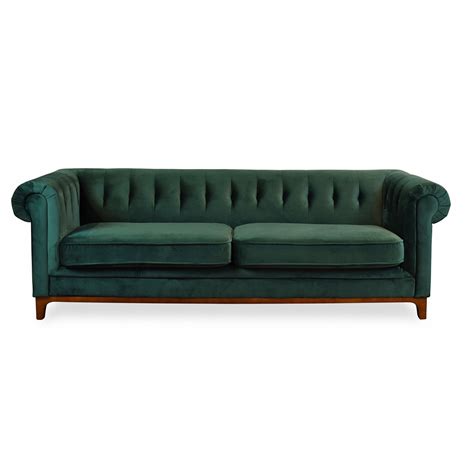 Emerson Emerald Green Velvet Chesterfield Sofa 90" | Zin Home