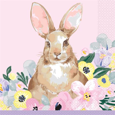 Watercolor Easter Bunny Paper Dinner Napkins, 8in, 16ct - Walmart.com ...