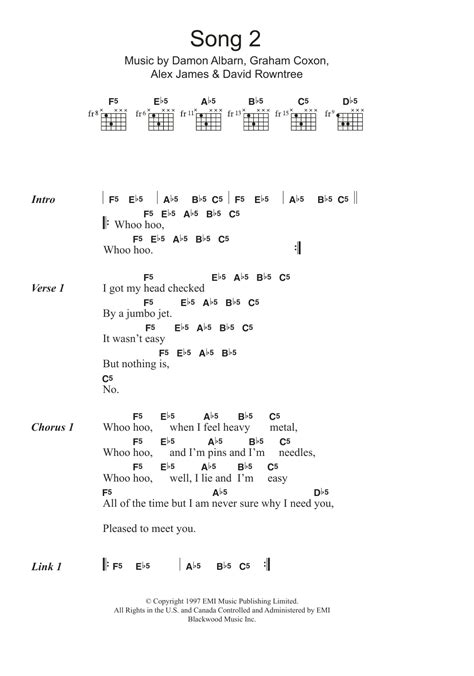 Song 2 by Blur - Guitar Chords/Lyrics - Guitar Instructor