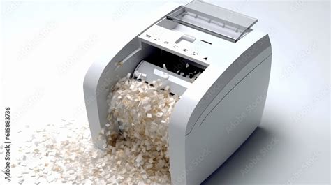 Desktop office paper shredder in operation isolated on white background ...