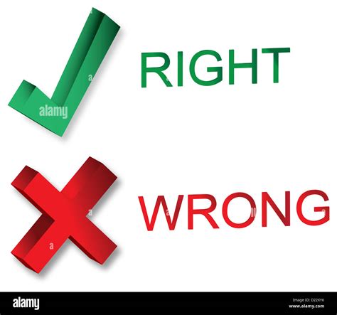 A right and a wrong symbols. Word right on green and word wrong on red Stock Photo - Alamy