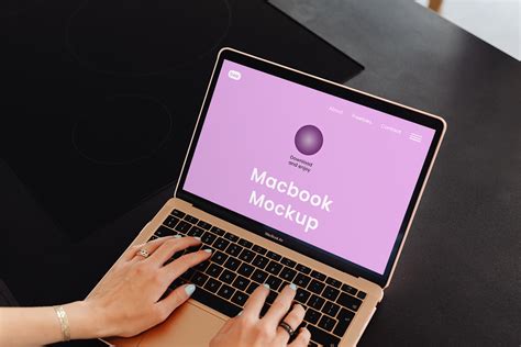 Macbook Air with Hands Free Mockup - Free Mockup World