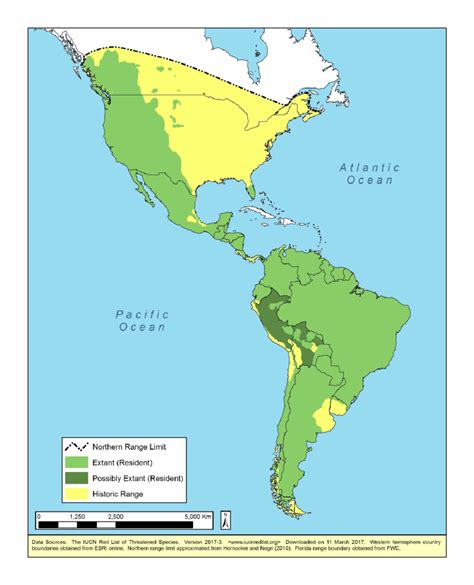 1. Historic and current distribution of the Puma (Puma concolor). The ...