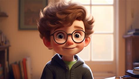 Premium AI Image | a very cute kid caracter animation pixar style