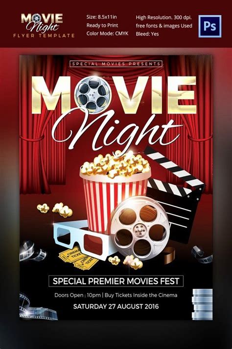 √ 24 Church Movie Night Flyer Template in 2020 | Flyer template, Free psd flyer templates, Movie ...