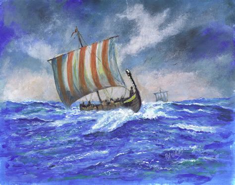 Viking Longship Painting at PaintingValley.com | Explore collection of ...