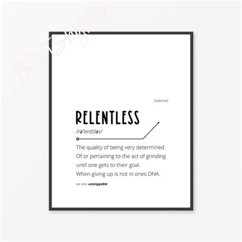 RELENTLESS Definition Print // Determination Wall Art