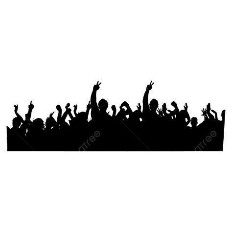 Simple Black Cheering Crowd Silhouette Element, Crowd, Public, Cheering PNG and Vector with ...