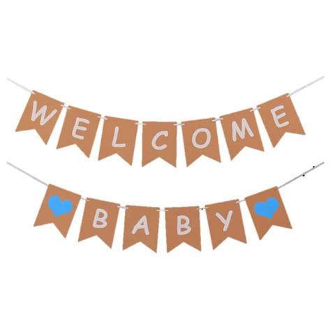 Welcome Baby Blue Heart Banner - Customised Helium Balloon Delivery | Singapore Party Shop ...