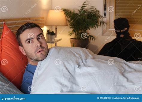 Man Listening Weird Noises at Night Stock Image - Image of burglar, home: 295852987