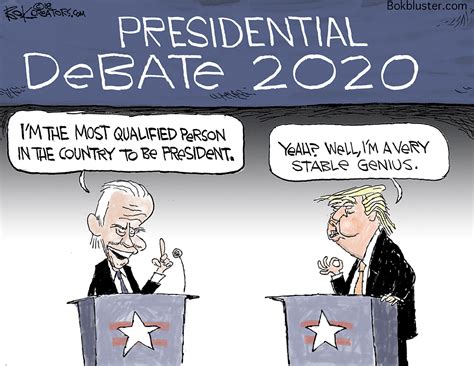 Political cartoon U.S. 2020 presidential debate Joe Biden most qualified to be president Trump ...