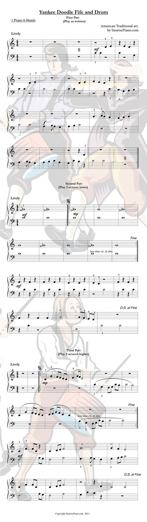 Yankee Doodle Fife and Drum - Elementary Piano Sheet Music