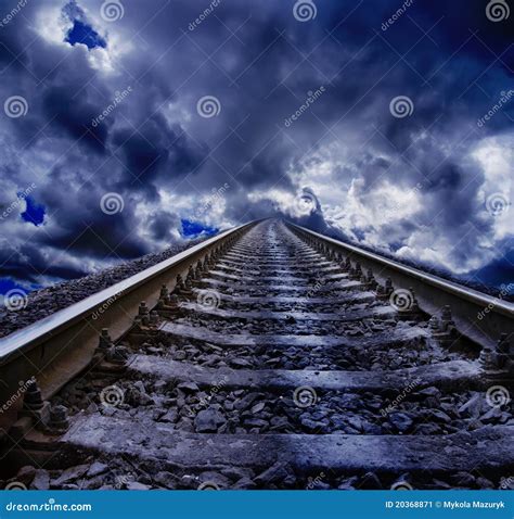 Railroad at night stock image. Image of cloud, dream - 20368871