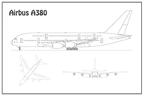 Airbus a380 - Airplane Blueprint. Drawing Plans or Schematics with ...