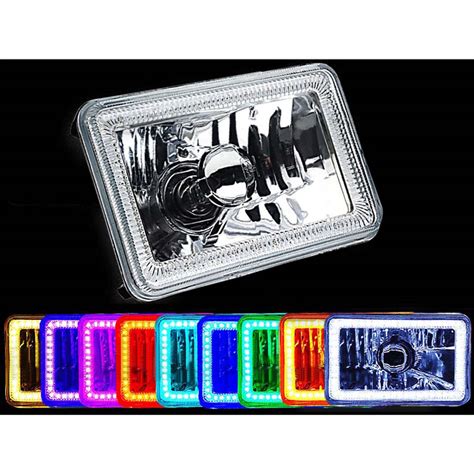 (1) 4X6 Color Change RGB SMD LED Halo Angel Eye Headlight 60W Halogen ...