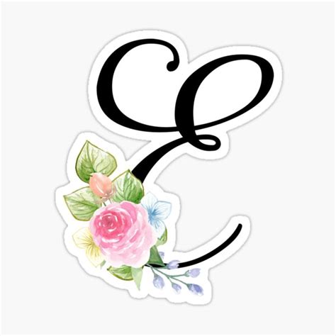 "Floral Monogram Fancy Script Letter E" Sticker for Sale by Grafixmom | Redbubble