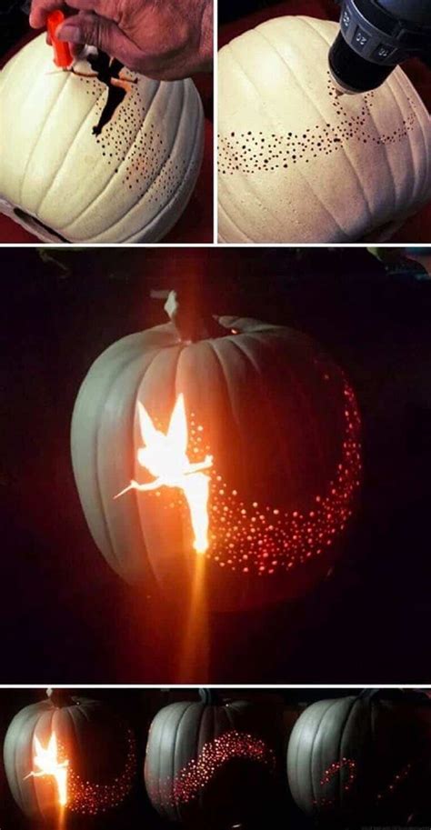 the pumpkin has been carved with fire and is being used as a light source for this project