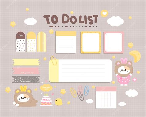 Premium Vector | Cute daily planner element stationery collection