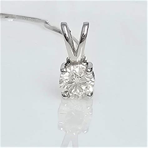 14 kt. White gold - Necklace with pendant - Clarity enhanced 0.52 ct ...