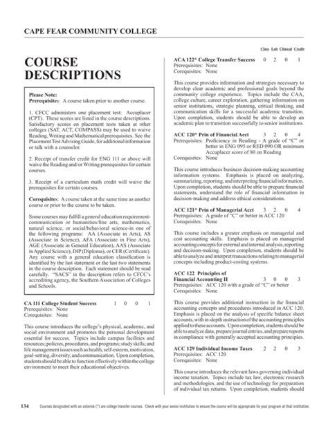 course descriptions - Cape Fear Community College