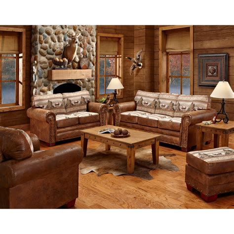 Outdoor Leisure Products Alpine Lodge 4 Piece Sofa Set | Cabin living room, Living room sets ...