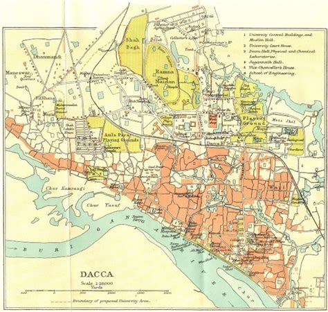 BENGAL/BANGLADESH. Dacca (Dhaka) city plan. British India 1924 old ...