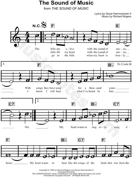 "The Sound of Music" from 'The Sound of Music' Sheet Music for Beginners in C Major - Download ...