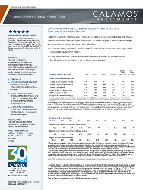 Calamos Market Neutral Income Fund: Cmnix | PDF | Investment Fund ...