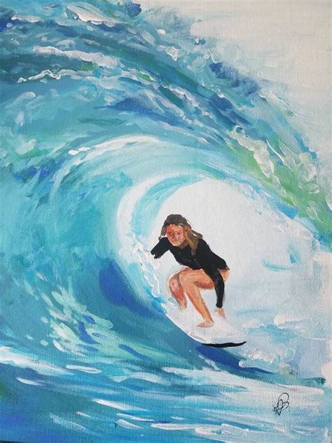 Surfer Girl Wave Original Acrylic Painting | Etsy | Wave art painting ...