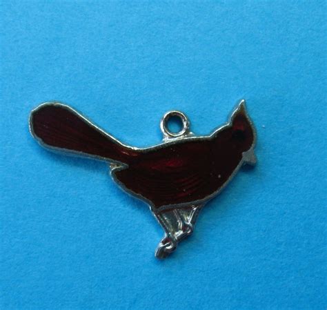 Sterling Enamel Dark Red Cardinal Bird Charm by WELLS | Bird charm, Vintage charm bracelet ...