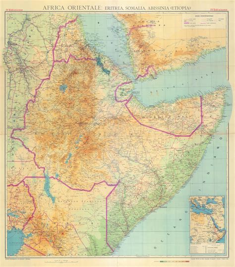 Map of Italian East Africa (Africa Orientale Italiana), 1936 Oriental ...