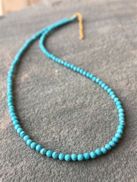 Turquoise Choker Turquoise Beaded Necklace December - Etsy