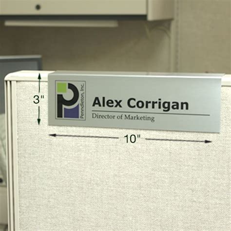 Custom Metal Cubicle Signs 10" x 3" Full-Color Printing - NapNameplates