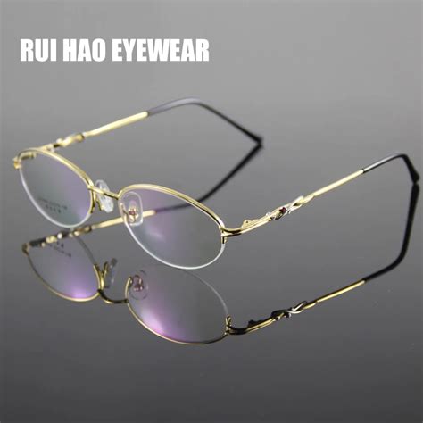 Fashion Oval Eyeglasses Frame Women Half Rimless Glasses Frame Optical Women Spectacles Frames ...