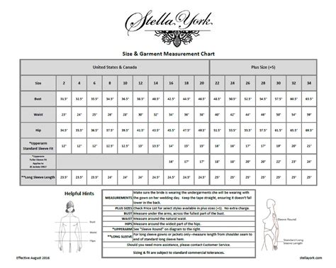wedding dress size chart stella york - Rochel Chestnut