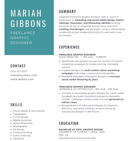 How to create a freelance graphic designer resume that lands you gigs + samples - Freelance Hub