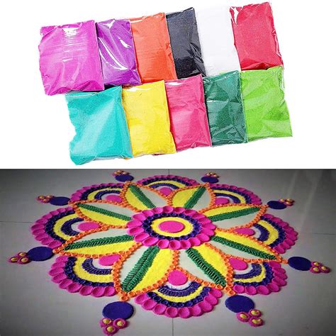 44 Gram Each Pack Design Creativity Diwali Floor Rangoli Art Diwali Rangoli Powder Fluorescent ...