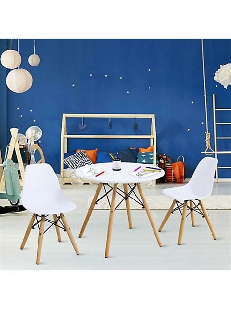 Costway Kids Modern Dining Table Set Round Table With 2 Armless Chairs White | TheBay