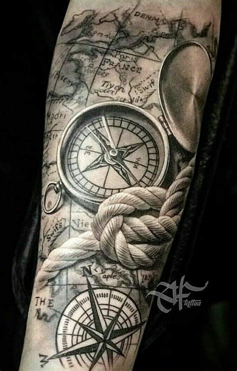 Upper Arm Clock Compass Tattoo Meaning - Viraltattoo