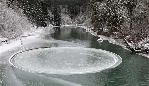 wordlessTech | Giant Ice Circle spinning in a Washington River