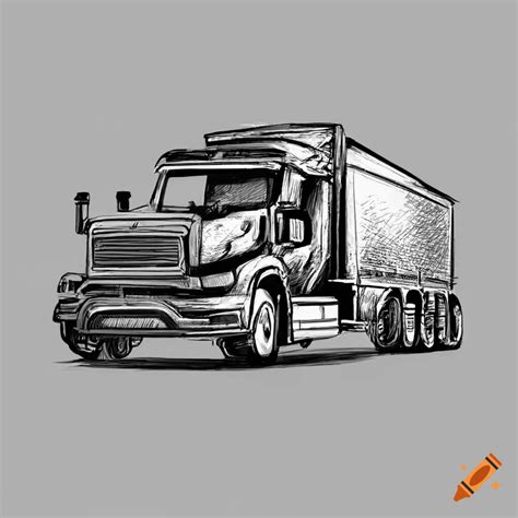 Modern black and white truck drawing on Craiyon