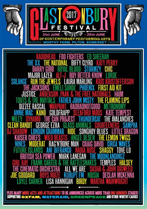 Glastonbury Festival on Twitter: "Here is our first Glastonbury Festival 2017 line-up poster (by ...