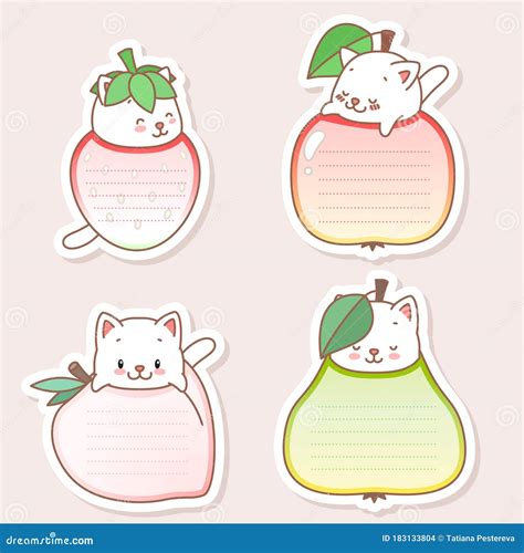 Plantillas De Página De Bloc De Notas De Kawaii Ilustración del Vector ...