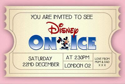 Personalised Disney On Ice Mock / Novelty Ticket Invite inc Envelopes DT1 | eBay