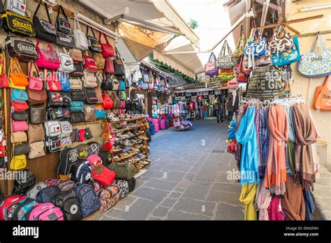 Rhodes old town Market Stock Photo - Alamy